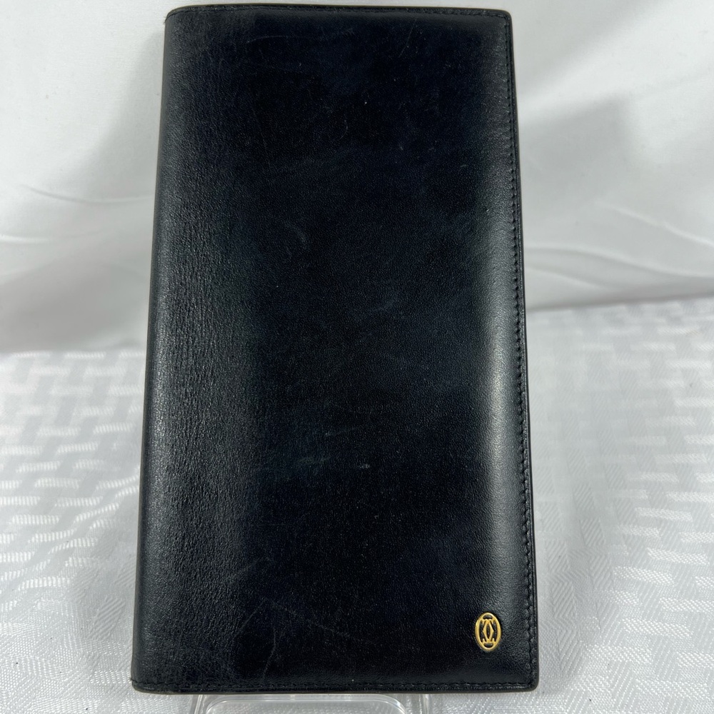 1027: Cartier Must de Cartier Black Leather Long Wallet France
